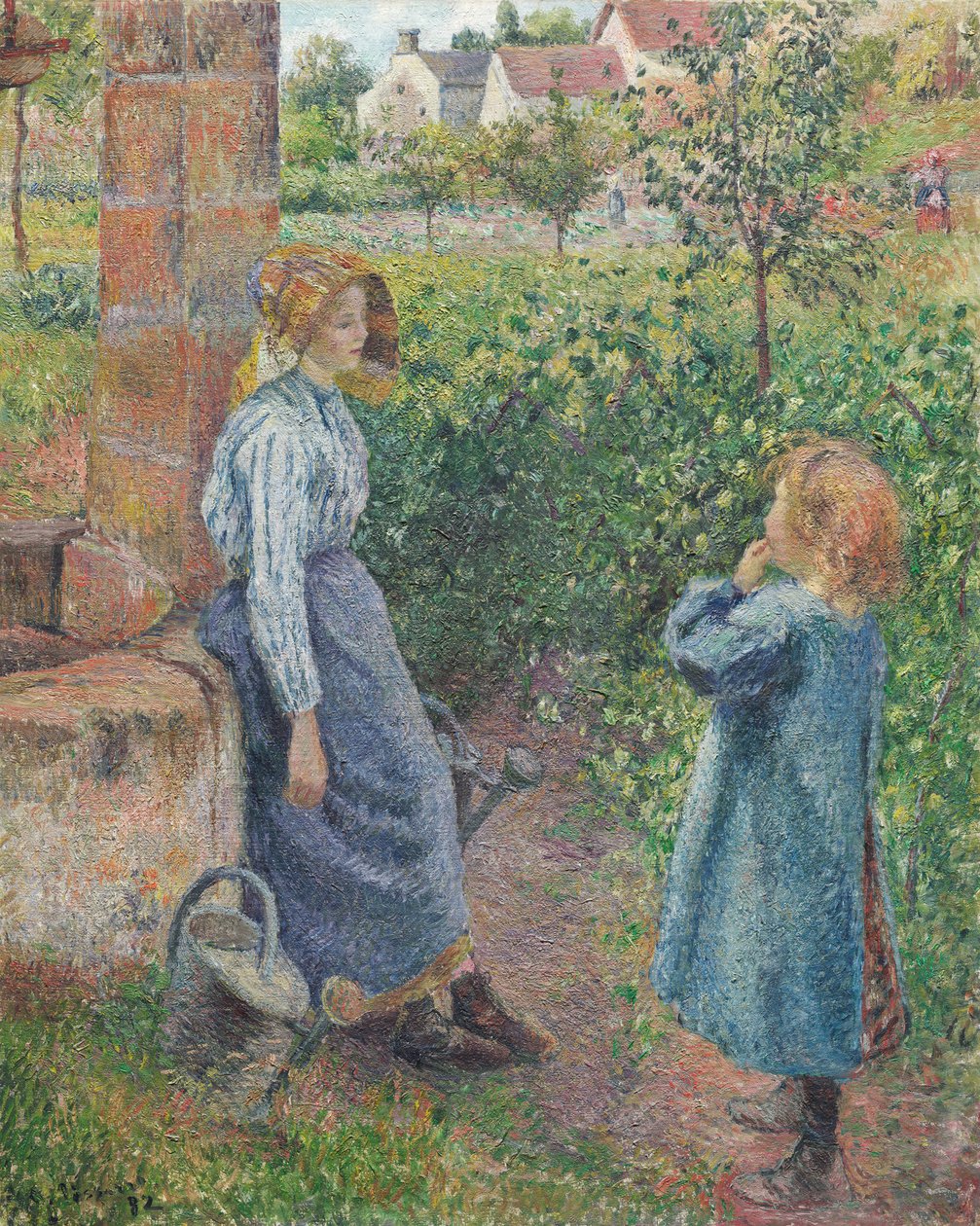 井戸の女と子供、1882年。 作： カミーユ・ピサロ