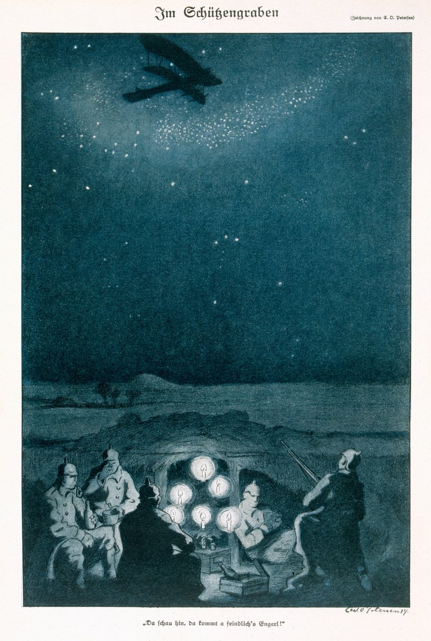 トレンチでは、ドイツの雑誌、Simplicissimus、c.1915のイラスト 作： カールオロフピーターセン