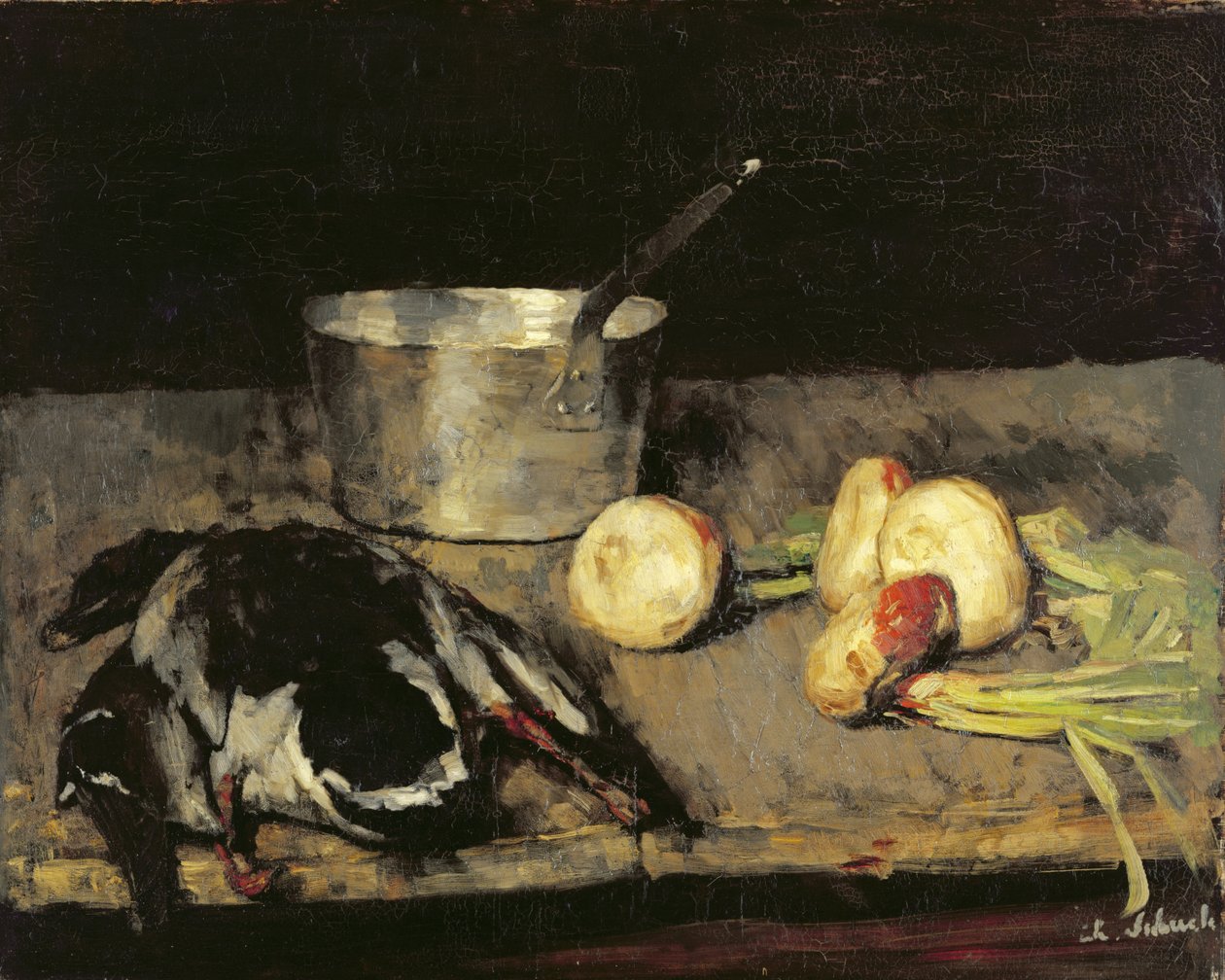 キャセロールと鴨のある静物、1885 作： カールシューフ