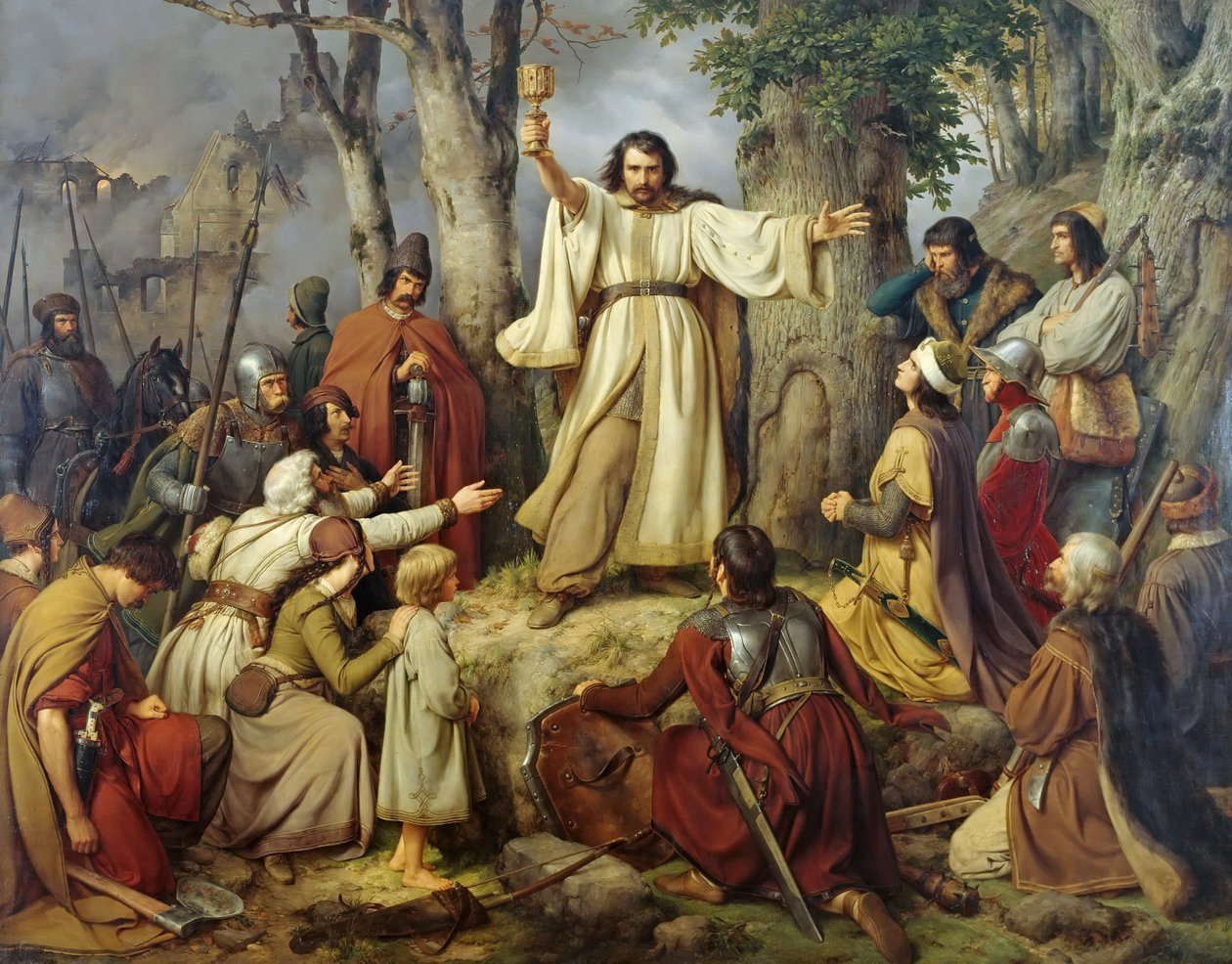 Hussite Sermon、1836。 作： カール・フリードリヒ・レッシング