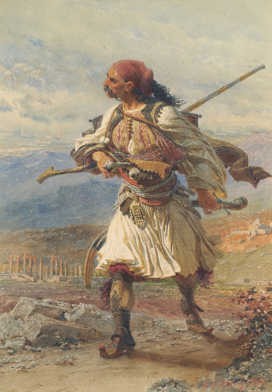 ギリシャの戦士、1861 作： カール・ハーグ