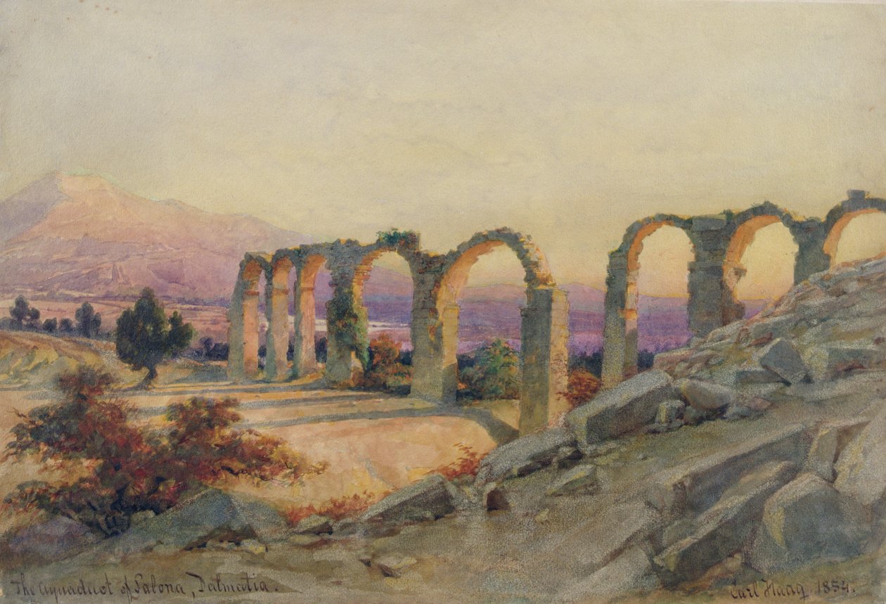 1854年、ダルマチアのサロナ水道橋 作： カール・ハーグ