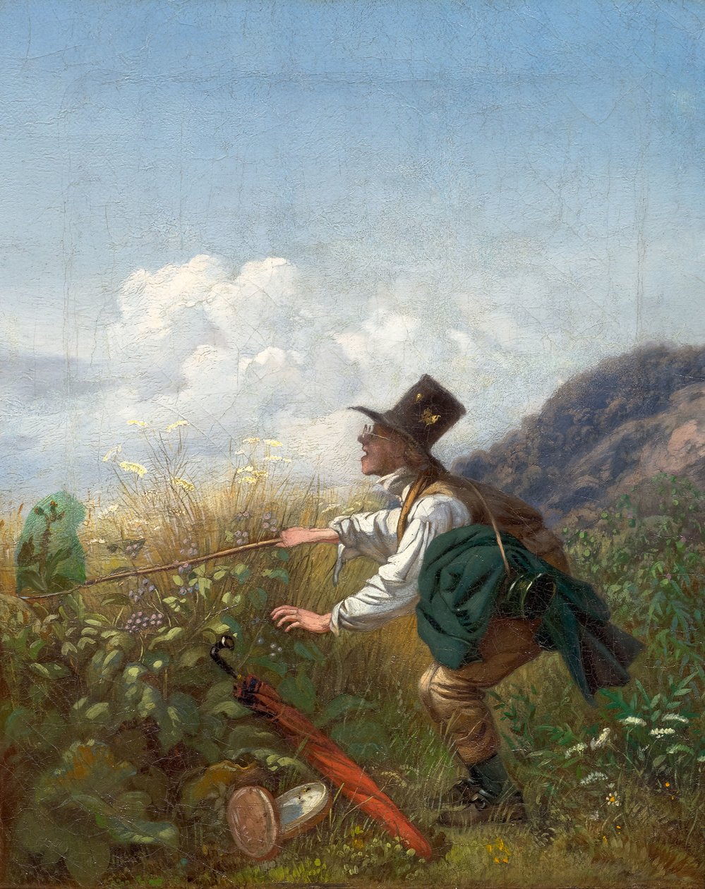バタフライキャッチャー植物学者、c。 1837年。 作： カール・スピッツウェグ