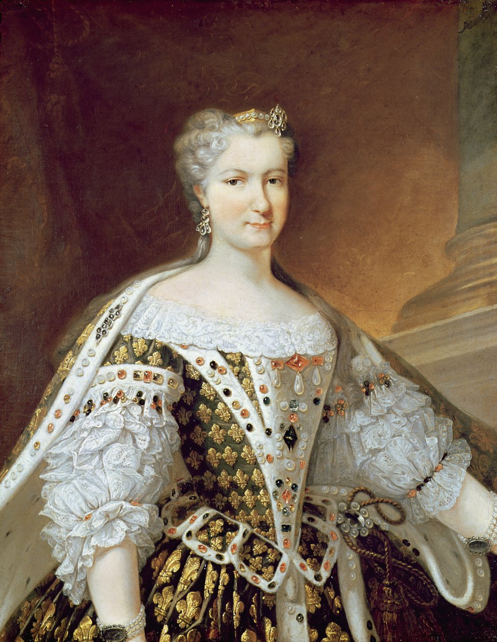 フランスの女王とナバラのマリア・レシュチンスカの肖像 作： カール・ヴァン・ルー