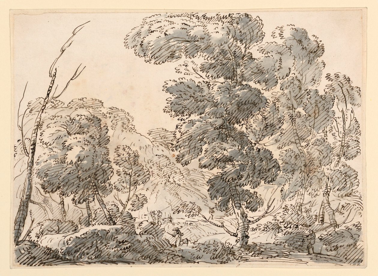 デッサン、山国の道、1770-1786年 作： カルロ・マルキオーニ