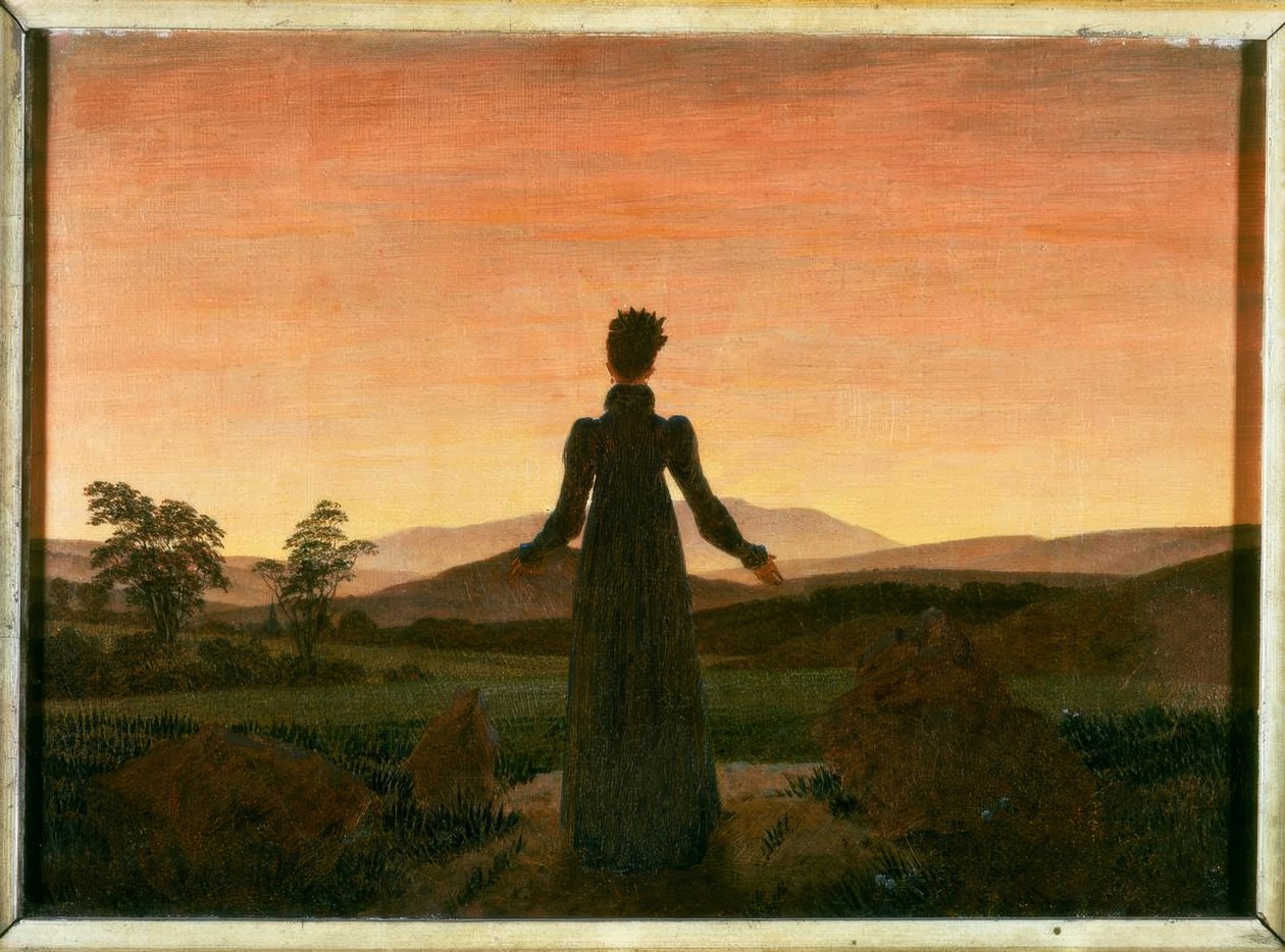 夕日の前の女性 作： カスパー・デイビッド・フリードリッヒ