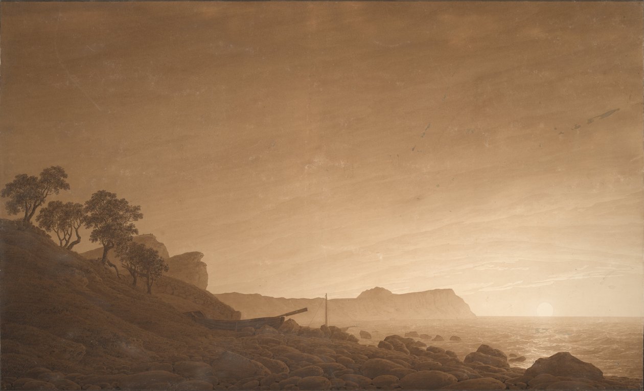 ライジングムーンとアルコナの景色、c。 1805-1806 作： カスパー・デイビッド・フリードリッヒ