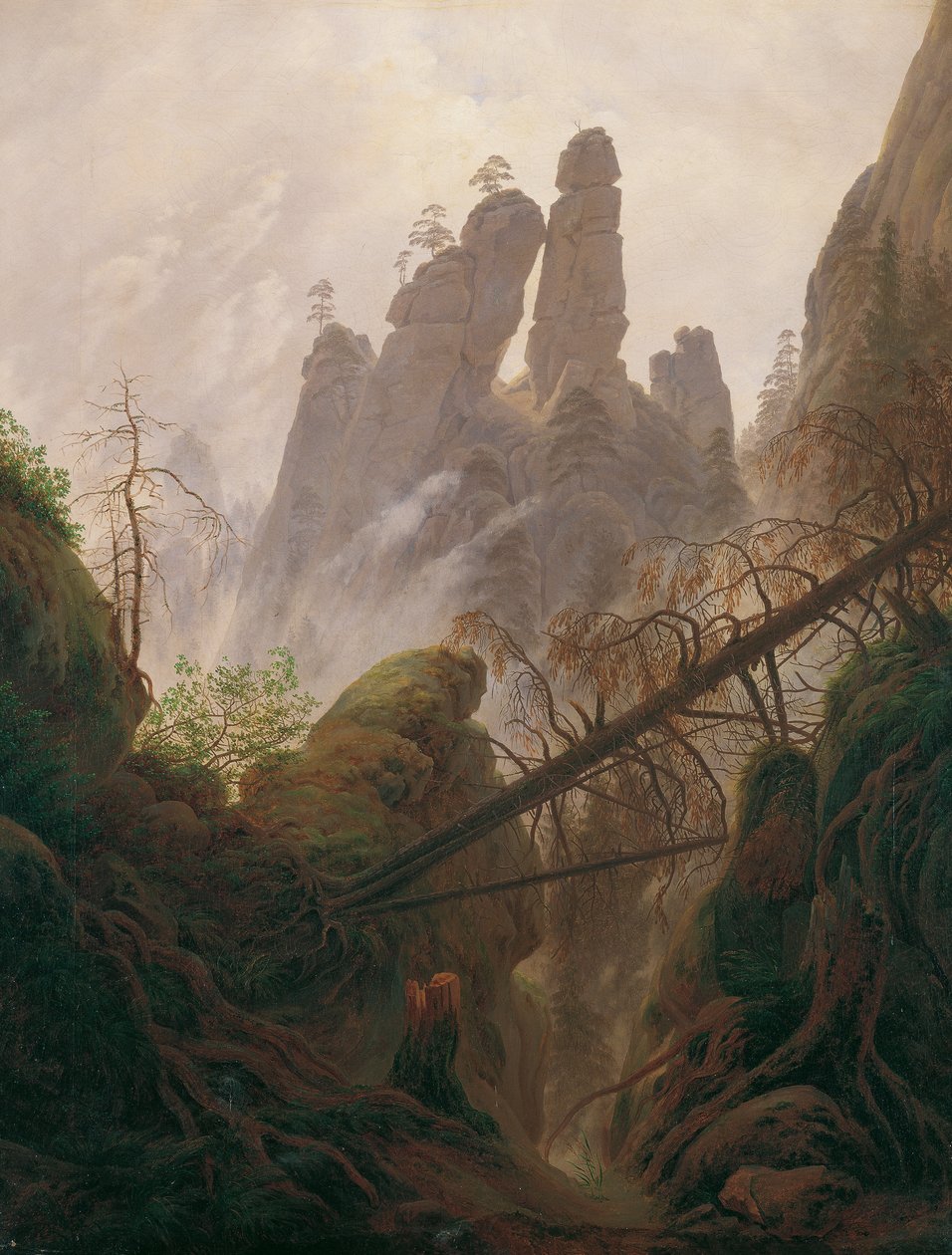 エルベ砂岩山脈の岩の風景 作： カスパー・デイビッド・フリードリッヒ