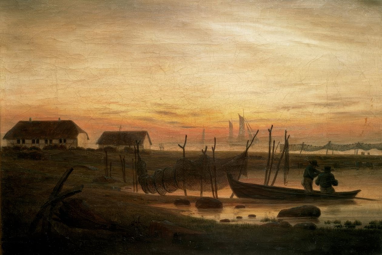 夕方の光の中での海岸の風景 作： カスパー・デイビッド・フリードリッヒ