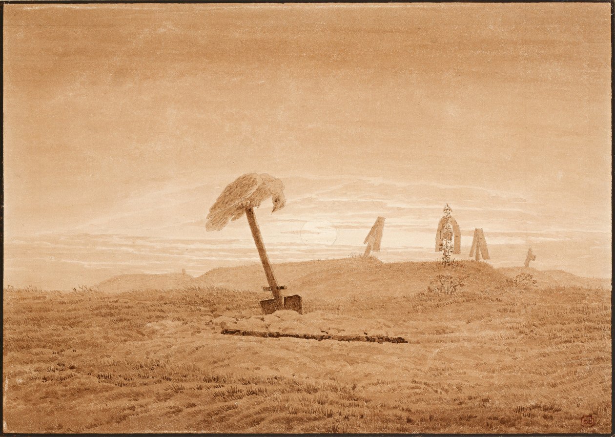 墓のある風景、1836年頃 作： カスパー・デイビッド・フリードリッヒ