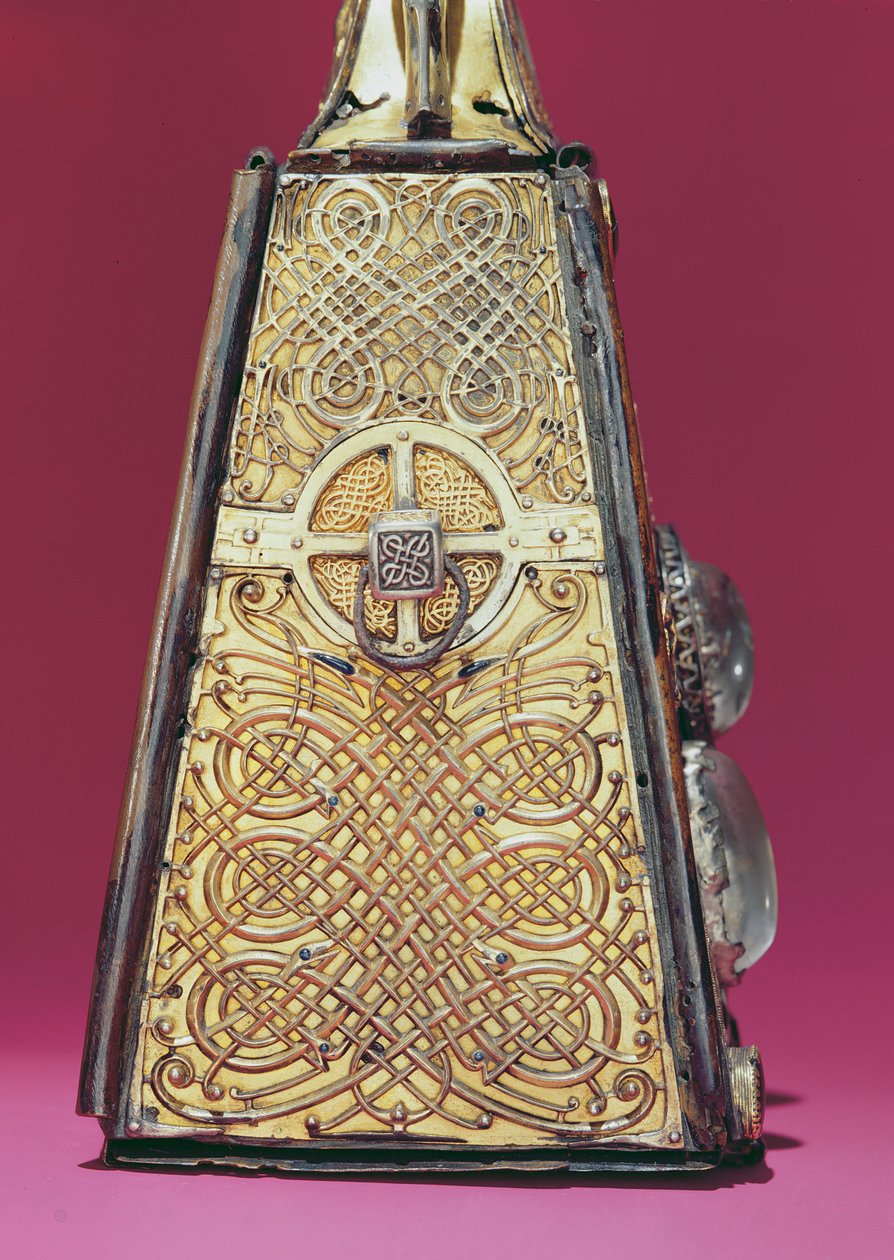 アイルランドのアーマー出身の聖パトリックの鐘の神殿の銀色の面、c.1100（銀と金のフィリグリークリスタルとガラスを備えた青銅）（226891も参照） 作： ケルト