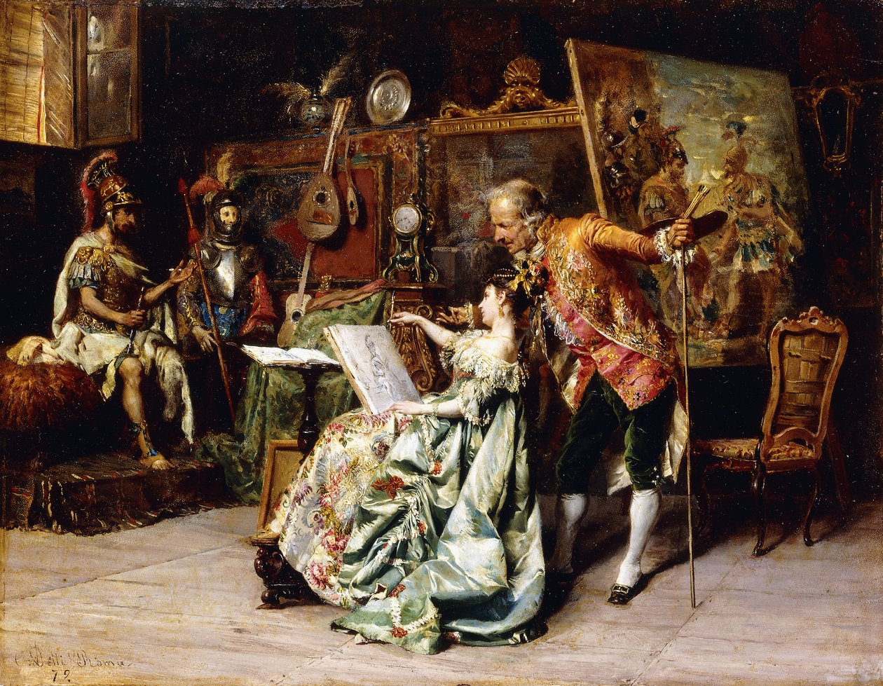 アーティストのスタジオで、1872 作： カエサル・オーギュスト・デッティ