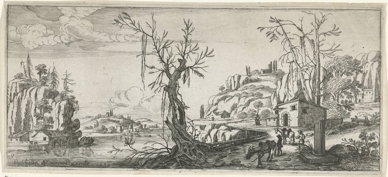 ロバを連れた旅人のいる風景 作： Chaerles de Hooch