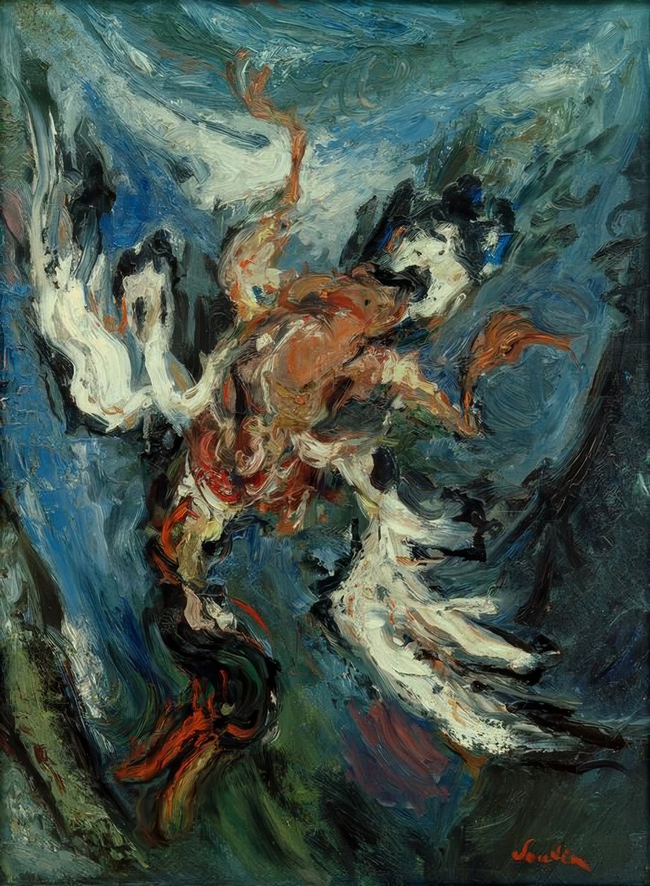 Ch。Soutine、青色の背景にアヒル 作： Chaim Soutine