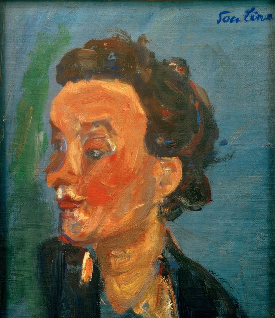 青の若いイギリス人女性（ブラウのユンゲ・エングランダリン） 作： Chaim Soutine
