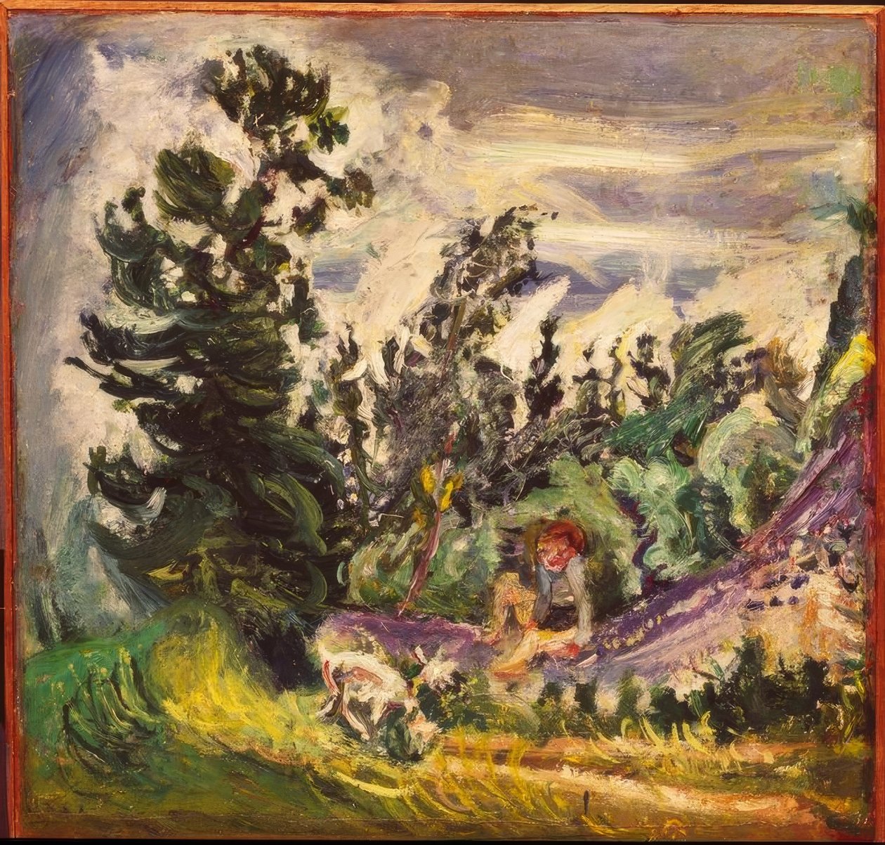 ヤギと女の子のいる風景 作： Chaim Soutine