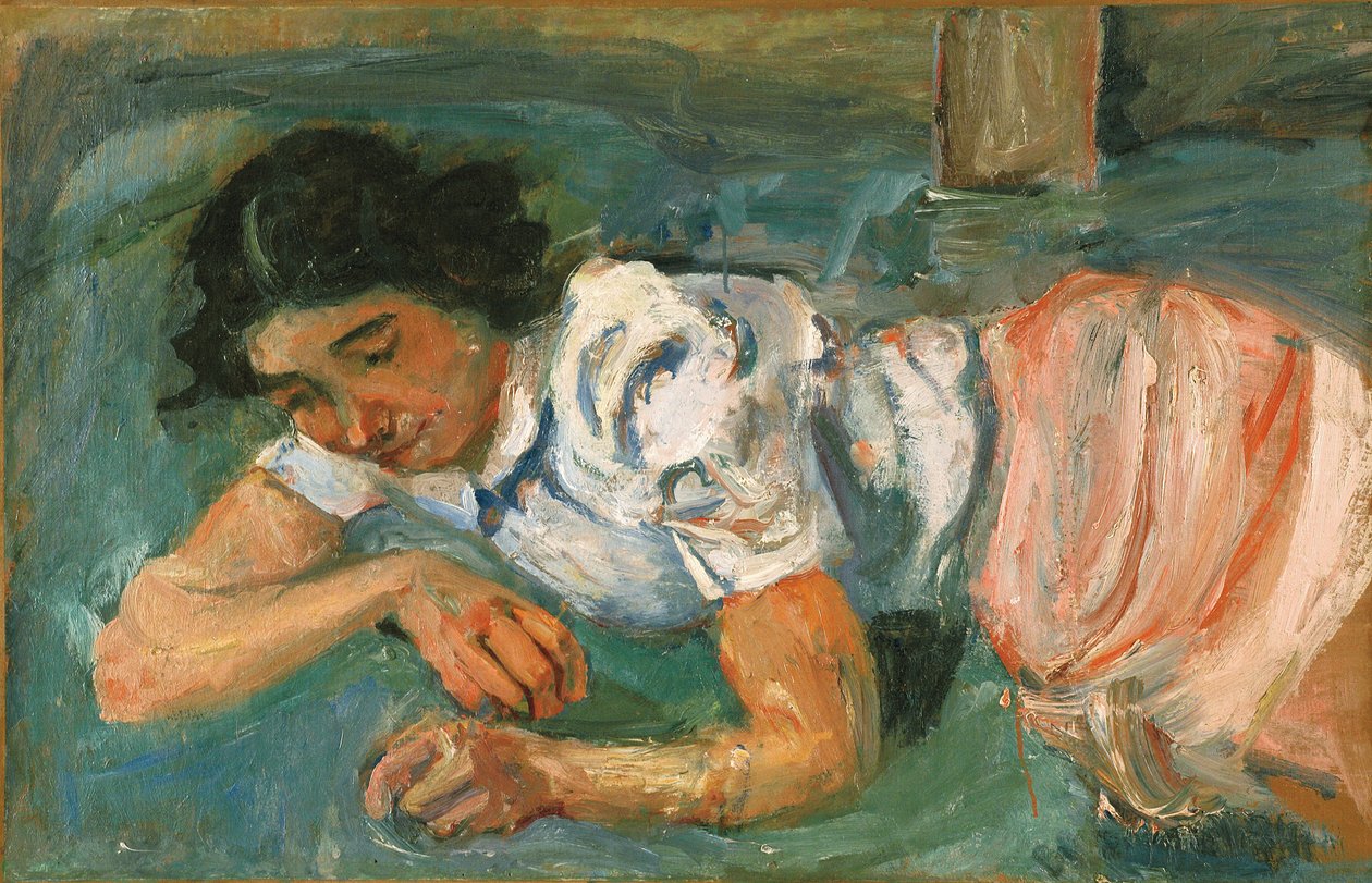 草の上に横たわって若い女性 作： Chaim Soutine