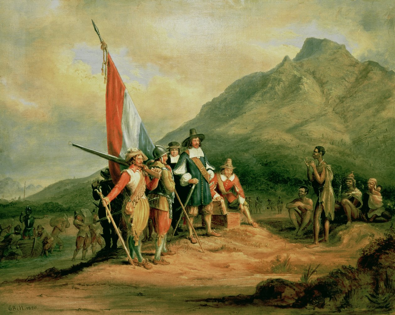 Jan Van Riebeeck（1619-77）の着陸1652年4月6日、1850年 作： チャールズ・ベル