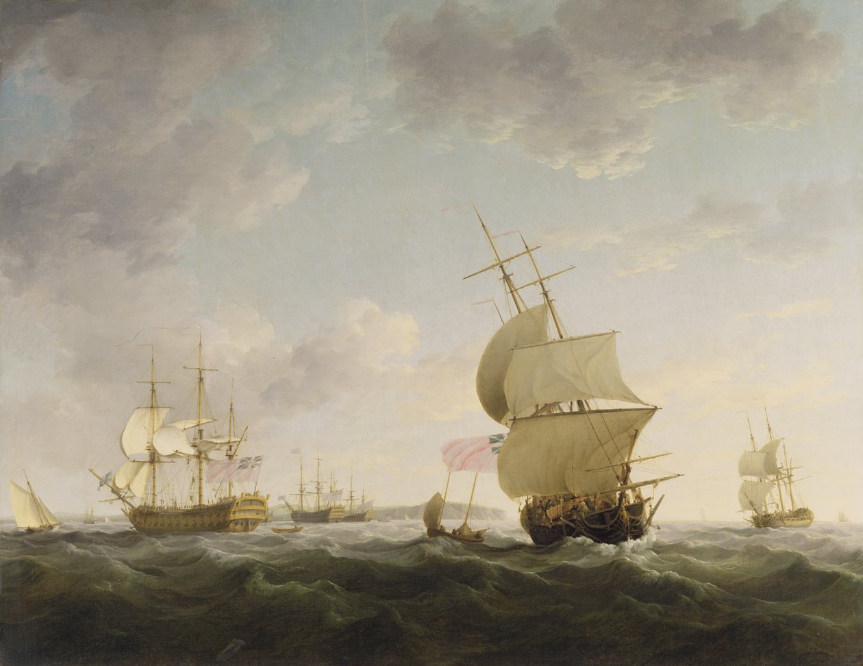 イギリス海峡での発送、1755年頃 作： チャールズブルッキング