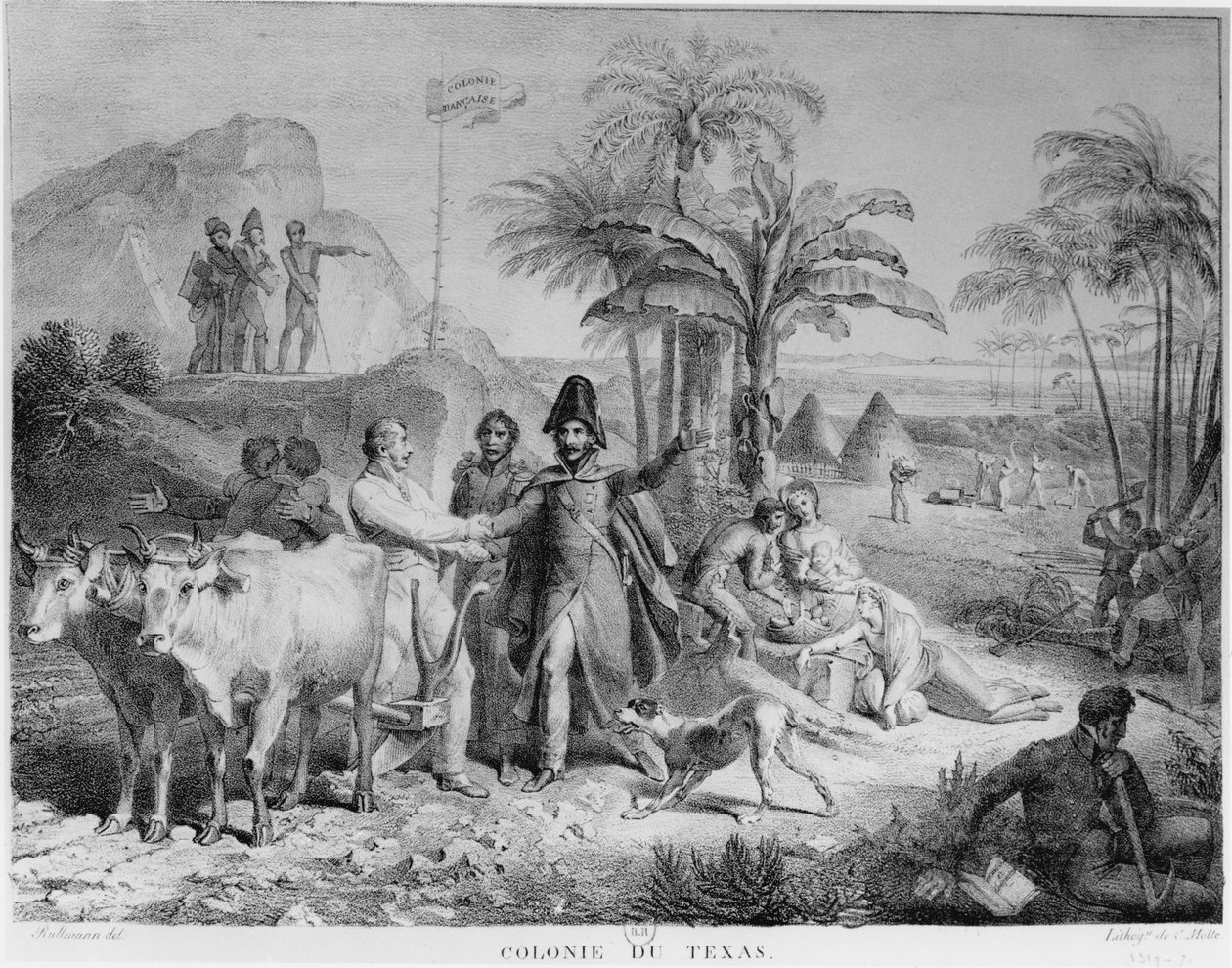 テキサスの植民地、1818年、チャンダシルでラルマン大将、ルルマン 作： チャールズエティエンヌピエールモット