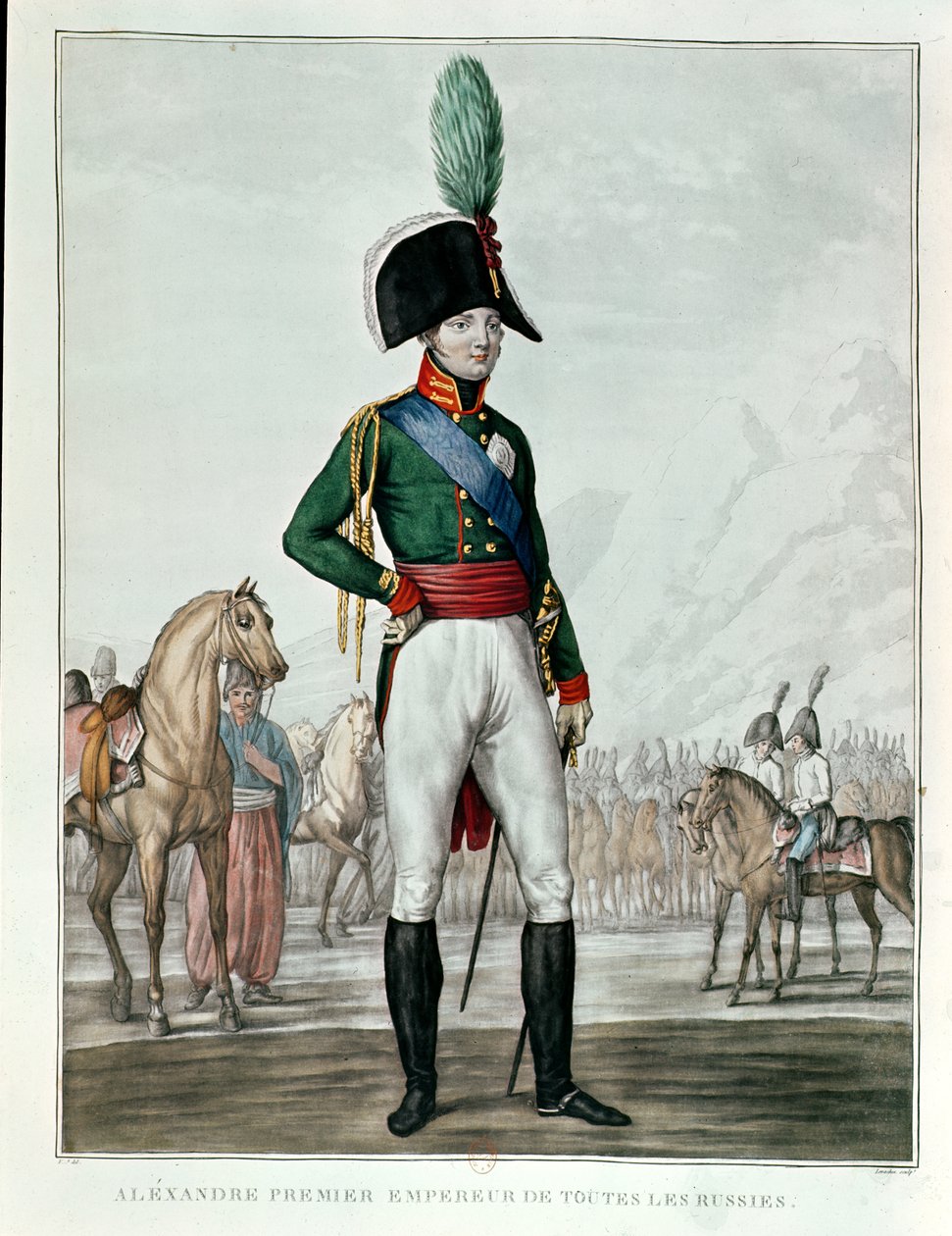 軍とのアレクサンドル1世パブロビッチ（1777-1825）の肖像 作： チャールズ・フランソワ・ガブリエル・レヴァチェス