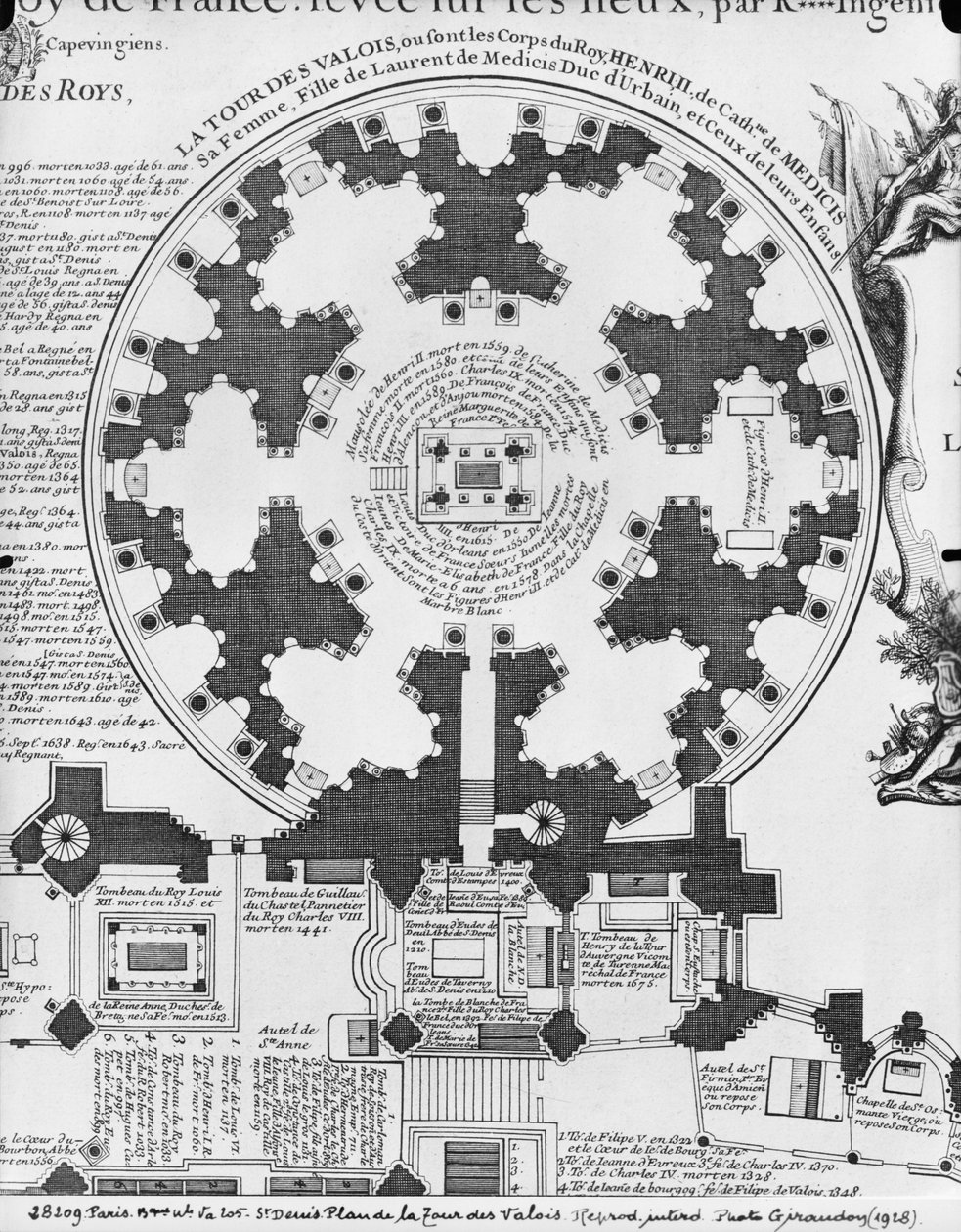 バシリカサンドニ、ヴァロワタワーの計画、1705年（242815も参照） 作： チャールズ・インセリン