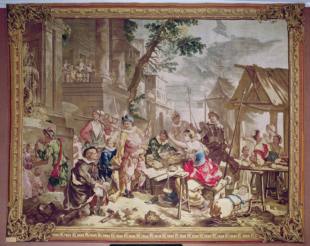 Sancho Panza and the Nut Seller、from the Story of Don Quixote、Beauvais Workshop、1735（tapestry） 作： チャールズ・ジョセフ・ナトワール