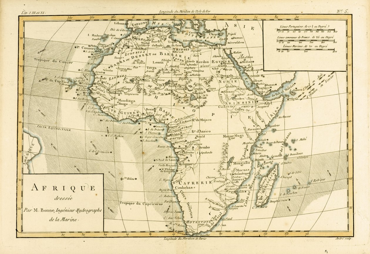 アフリカ、ギヨーム・レイナル（1713-96）による「地球のすべての既知の部分の地図」から、1780年にジュネーブで出版 作： チャールズ・マリー・リゴバート・ボン