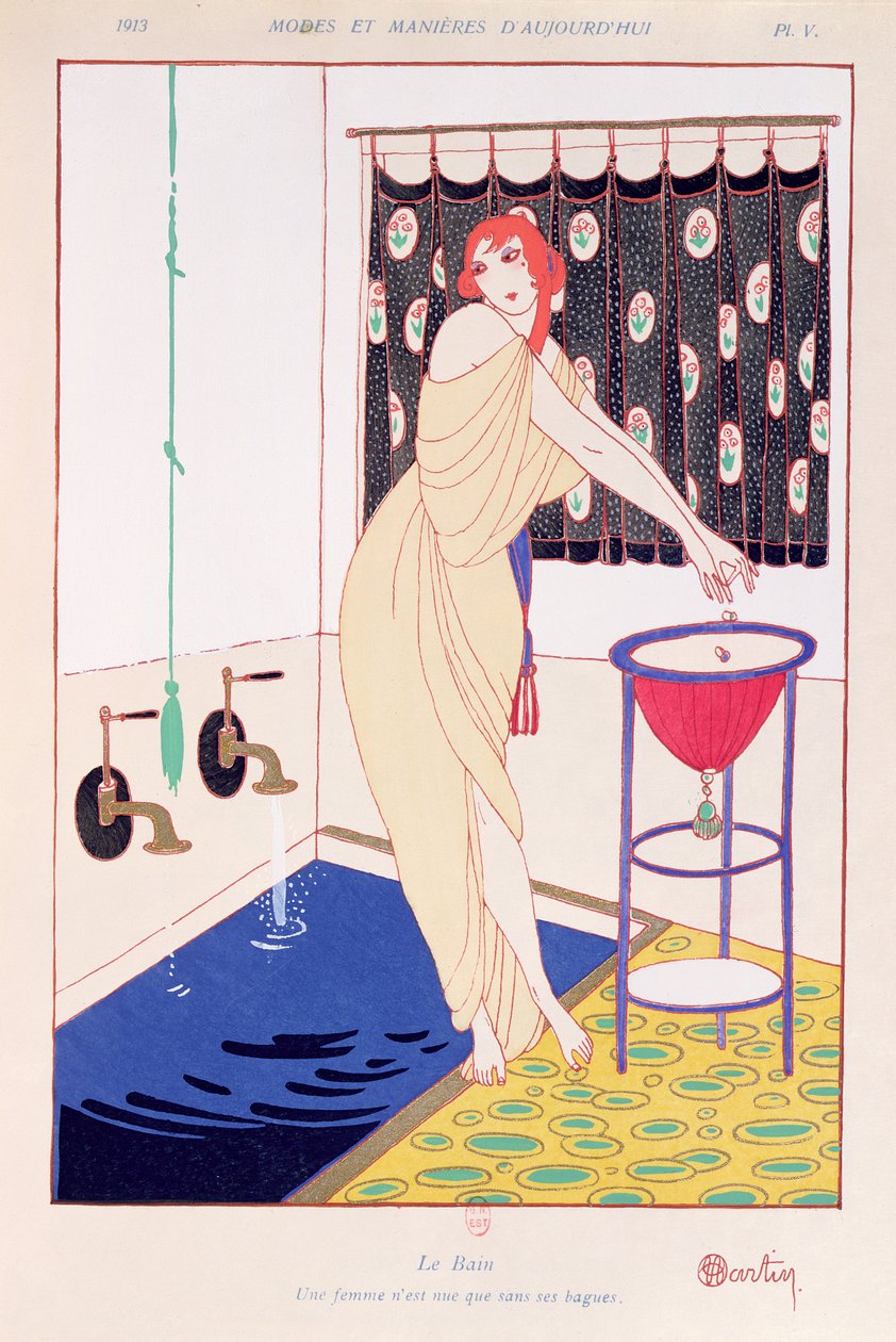 「The Bath」、「Modes et Manieres d&39;Aujourd&39;hui」、1913年のイラスト 作： チャールズ・マーティン