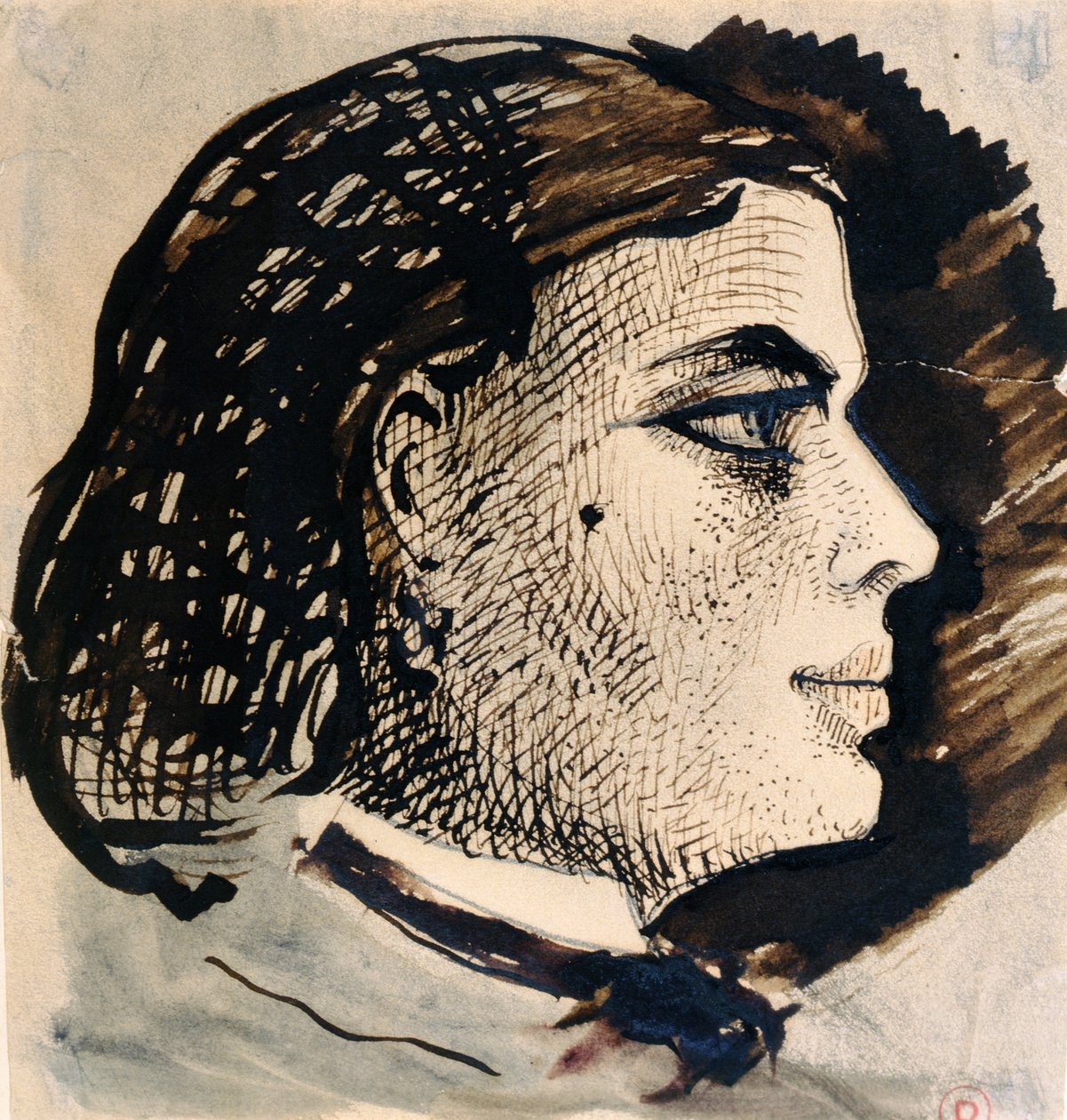 ボードレール、ボードレール最後の愛人、ブリュッセルc.1863-4の肖像画が掲載された原稿ページ 作： シャルル・ピエール・ボードレール