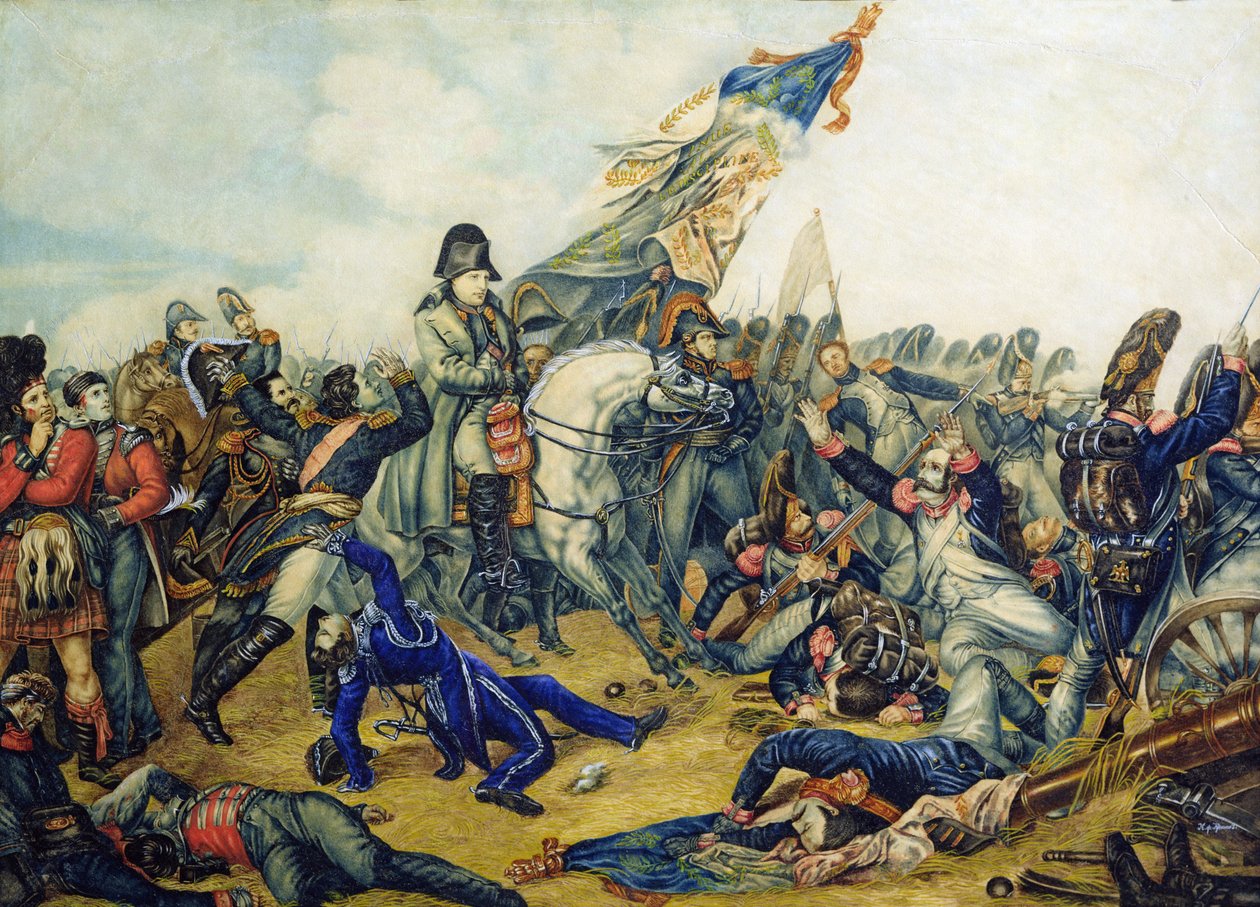 1815年、1831年のワーテルローの戦い（紙とインク） 作： チャールズ・シュタイベン