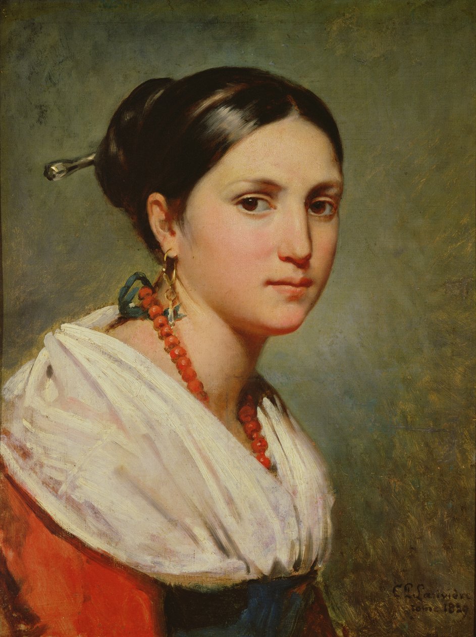 1829年の若いイタリア人女性の肖像 作： チャールズフィリップラリヴィエール