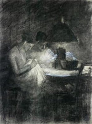 The Seamstresses（チャコール＆ホワイトチョーク） 作： チャールズアングラン