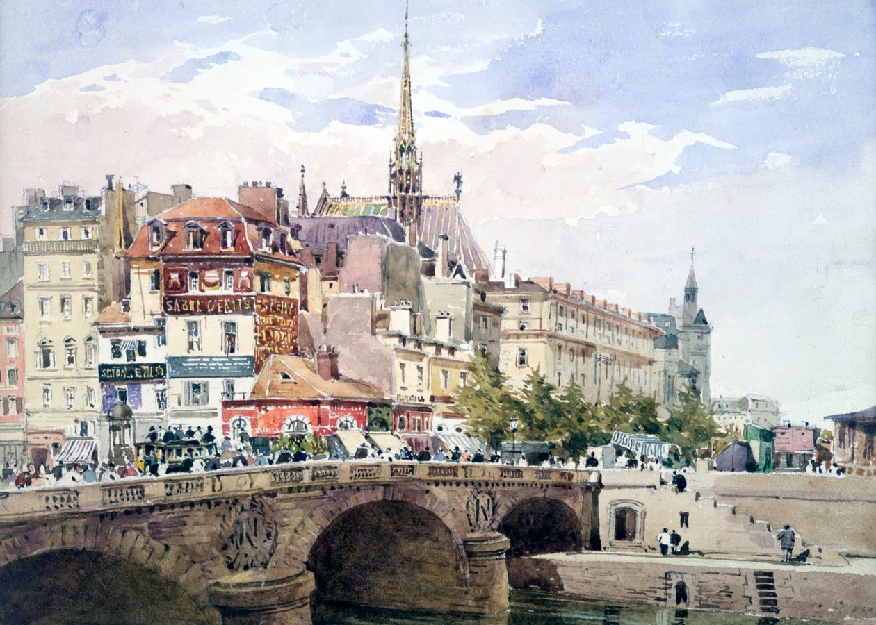サンミッシェル橋、パリ、c1822-1878。 作： チャールズ・クロード・パイン