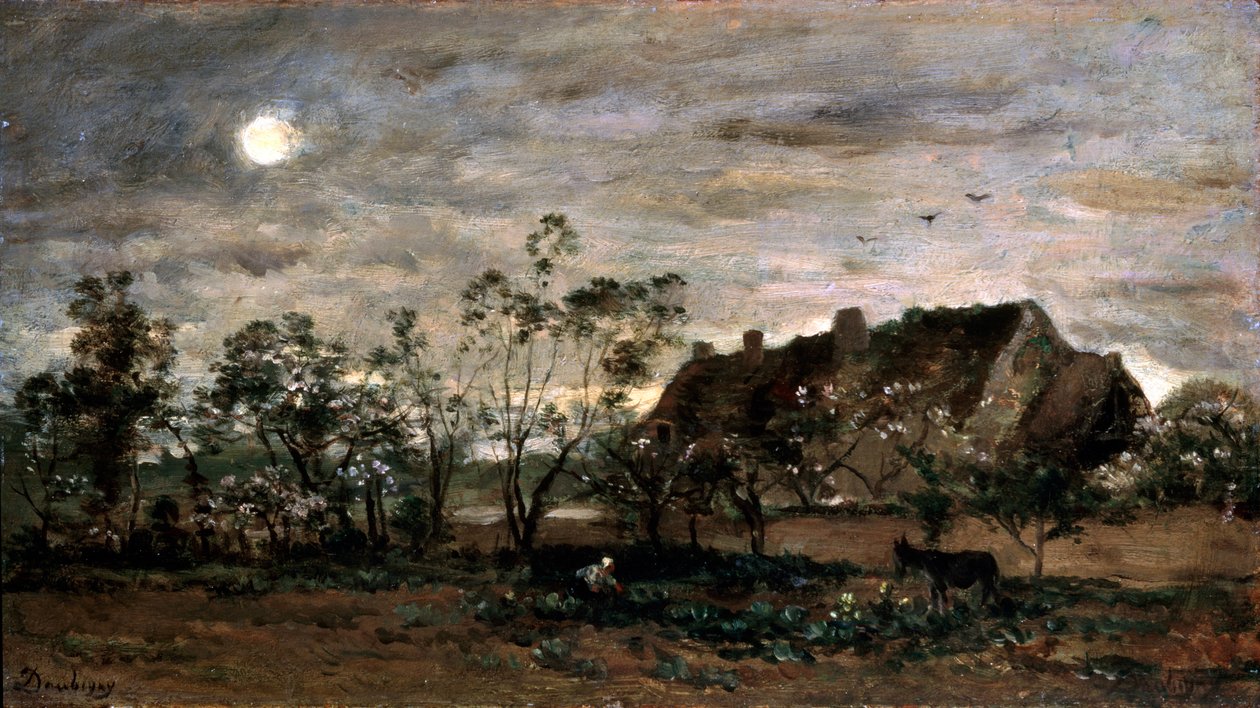 オンフルールの夜、1860年代。 作： チャールズ・フランソワ・ドービニー
