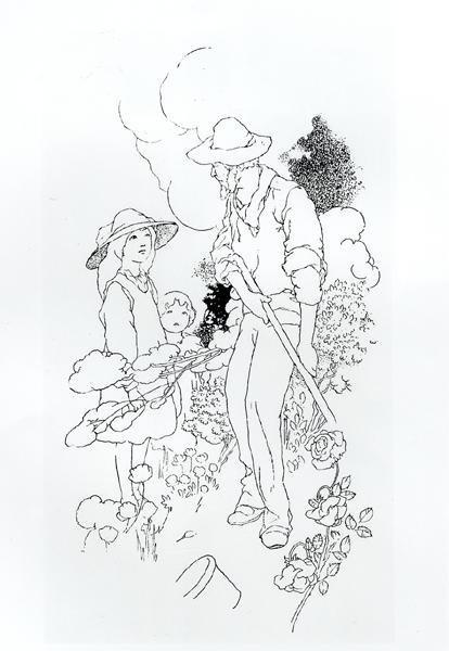 作業中の庭師 作： チャールズ・ロビンソン