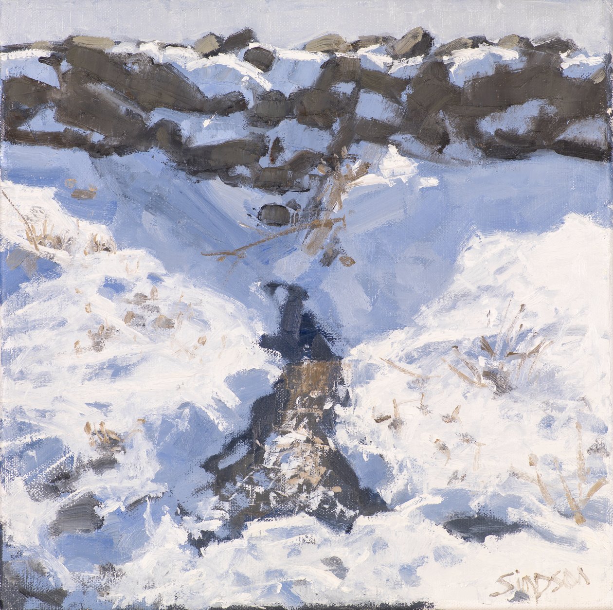 道端の雪、2016年（キャンバスに油彩） 作： チャールズ・シンプソン