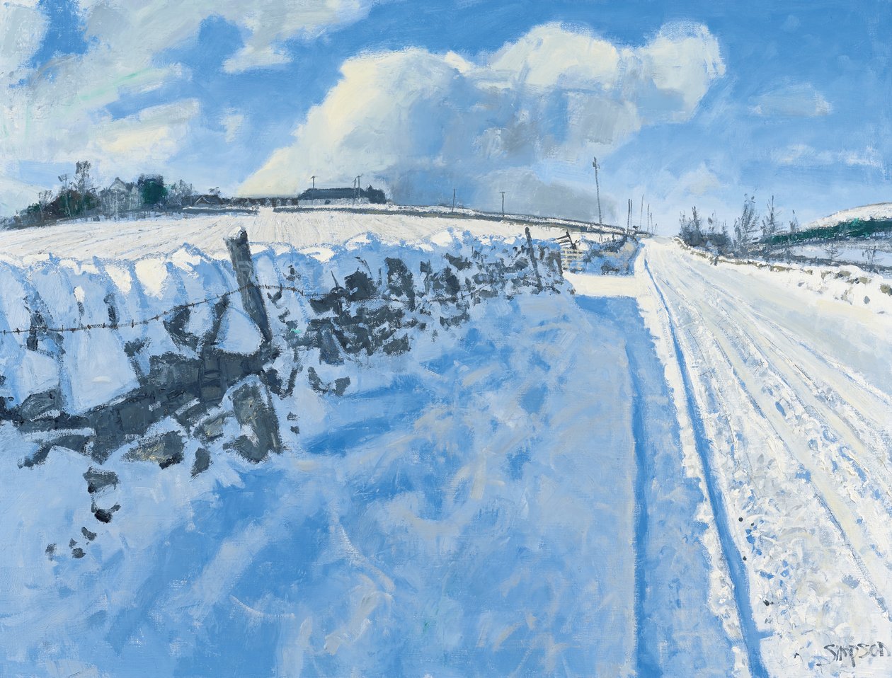 雪道、2014年（キャンバスに油彩） 作： チャールズ・シンプソン