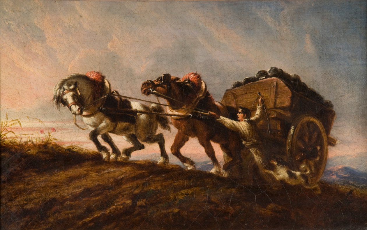 負荷で緊張する馬、1864 作： シャルル・ベルラ