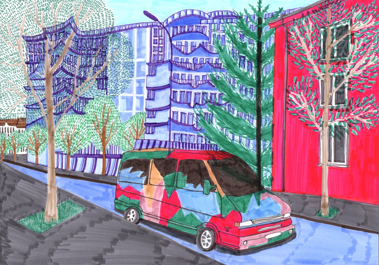 Koloniestraße、結婚式、2017年（筆ペン） 作： Charlotte Orr