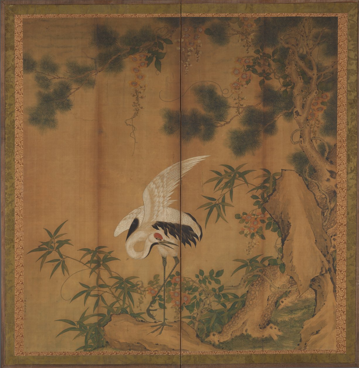 鶴と松、19世紀後半。 作： Chen Zhaofeng