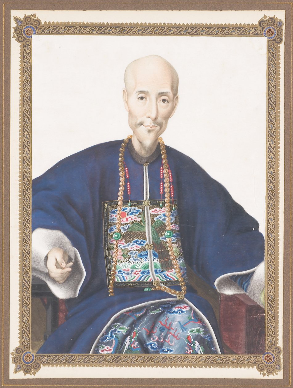 ハウクアの額入りの肖像画 作： 中国語学校