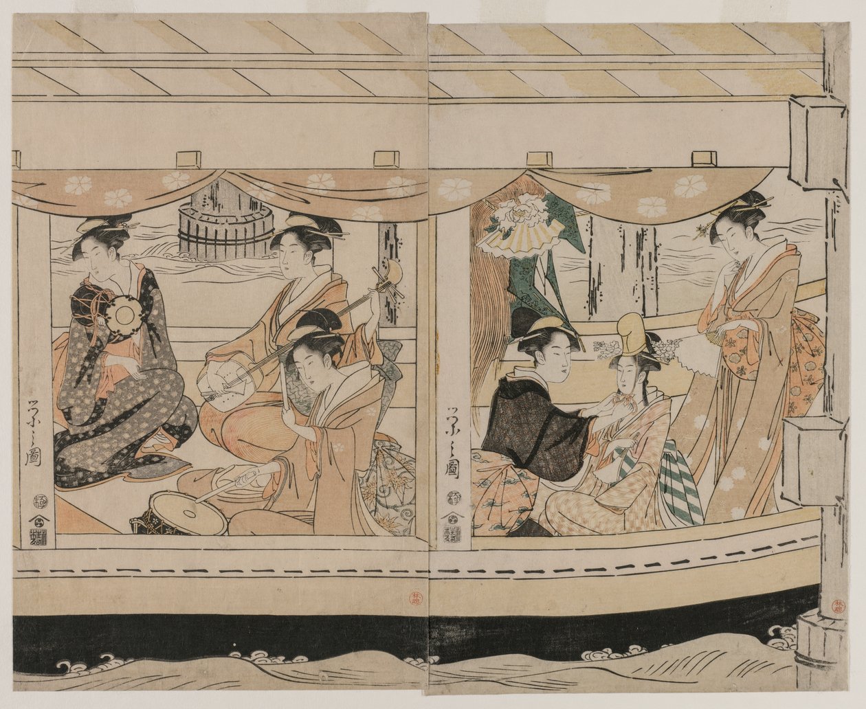 1790年代半ばに隅田川でボート遊び。 作： 長文祭栄司