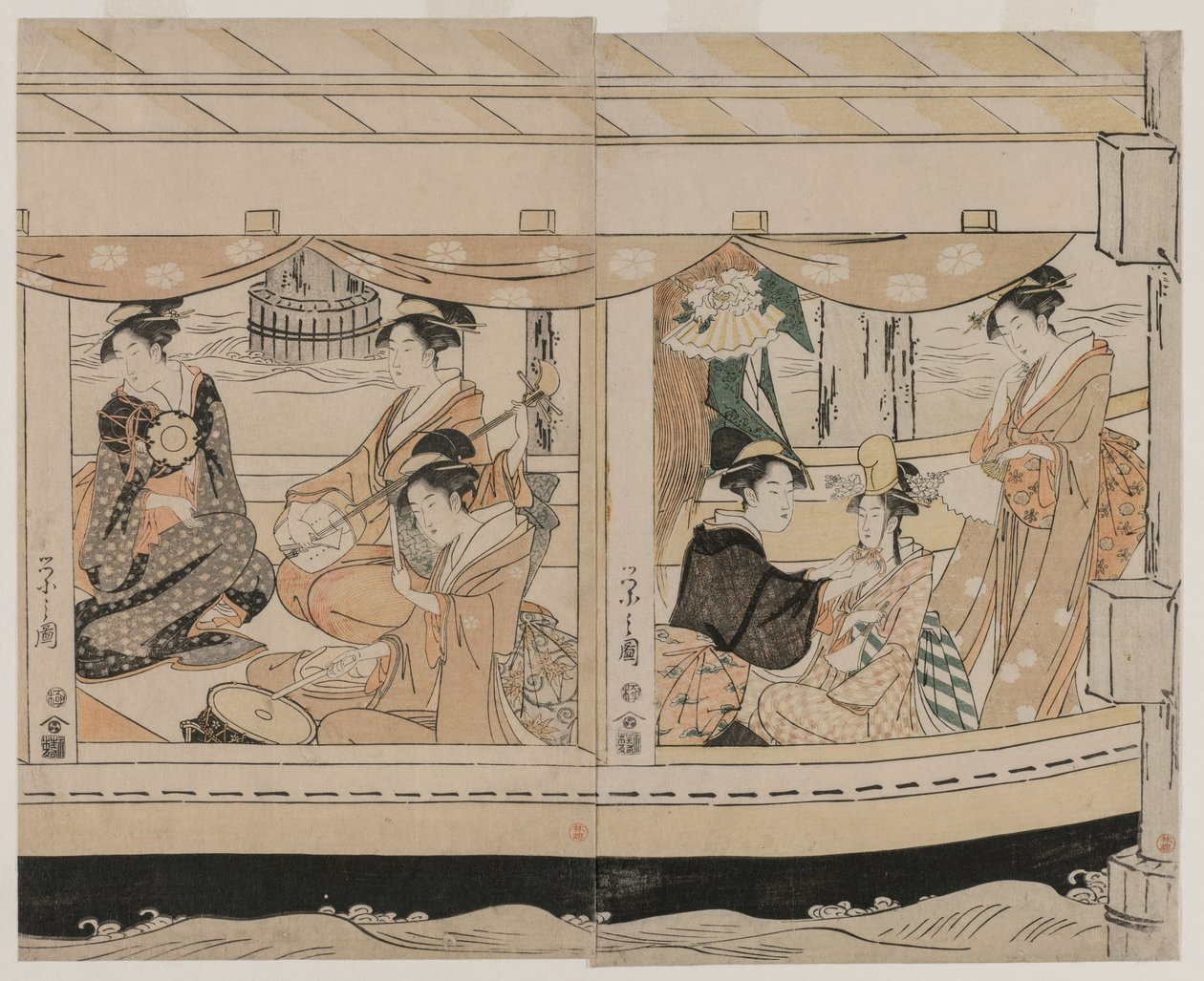 1790年代半ばに隅田川でボート遊び。 作： 長文祭栄司