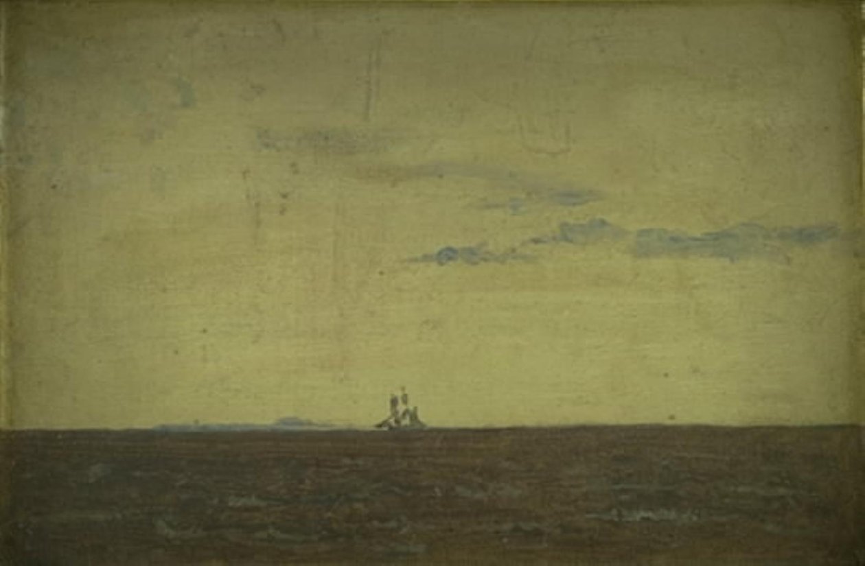 海景。 夕焼けの空 作： ChristenKøbke