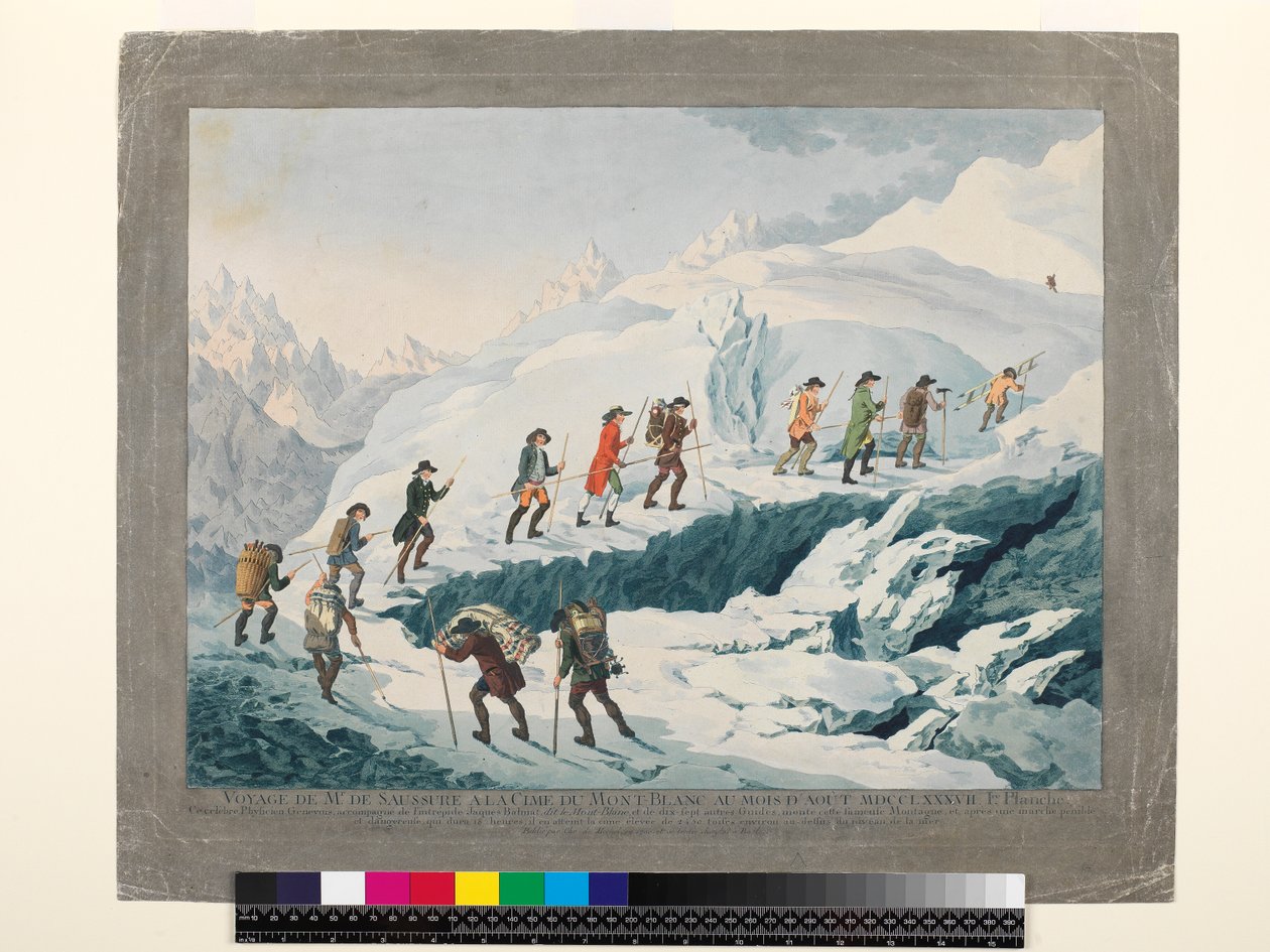 バレンタインリチャーズ。 1787年8月、M。ドソシュールによるモンブランの上昇、1790年頃（印刷） 作： クリスチャン・フォン・メッヘル