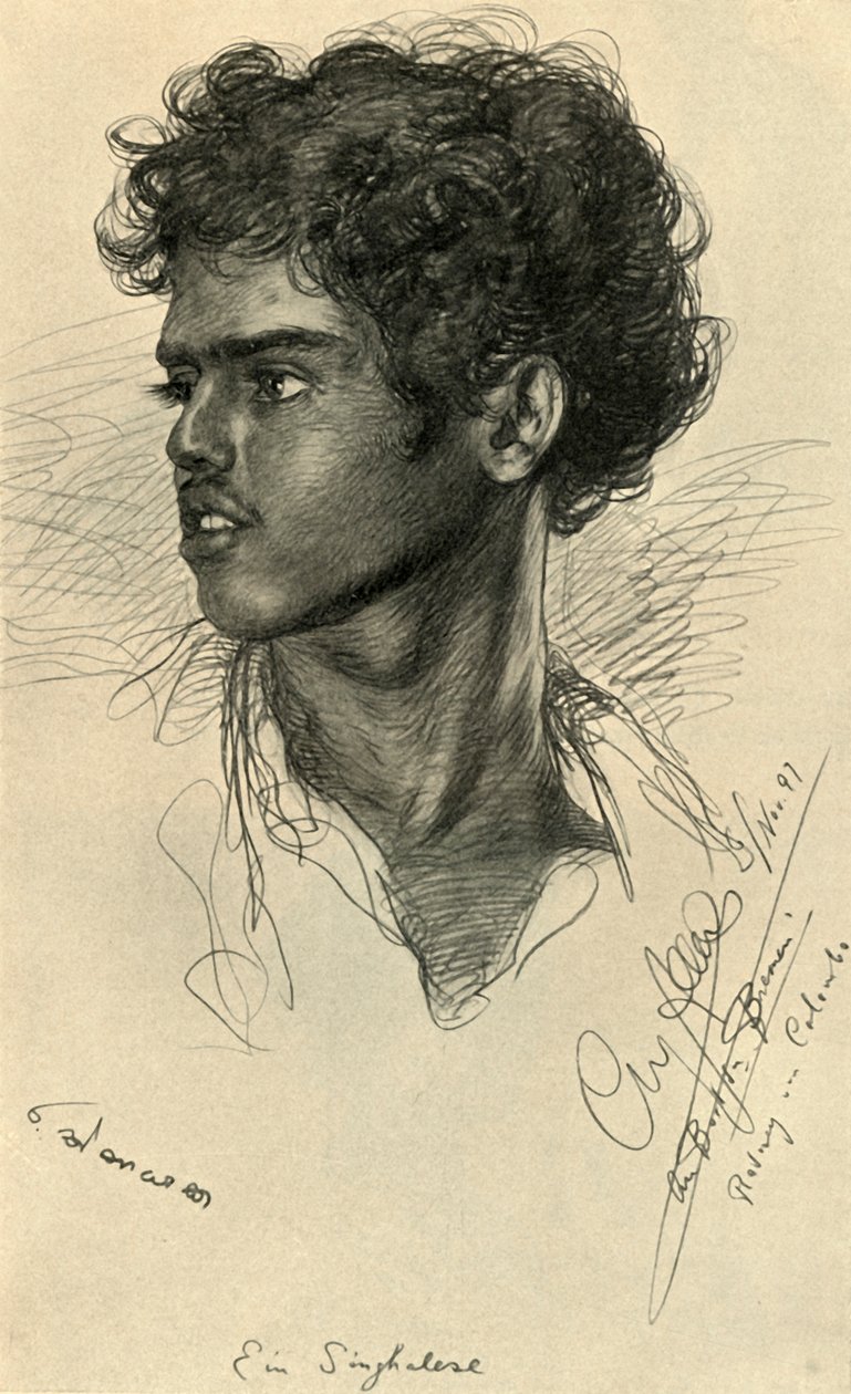 シンハラ人、コロンボ、セイロン、1898年。 作： クリスチャン・ウィルヘルム・アラーズ