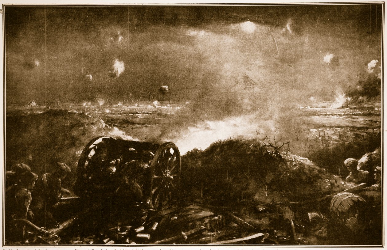 1914〜19年のイープル近くのイギリス歩兵攻撃を支援するために育成された砲兵 作： クリストファー・クラーク