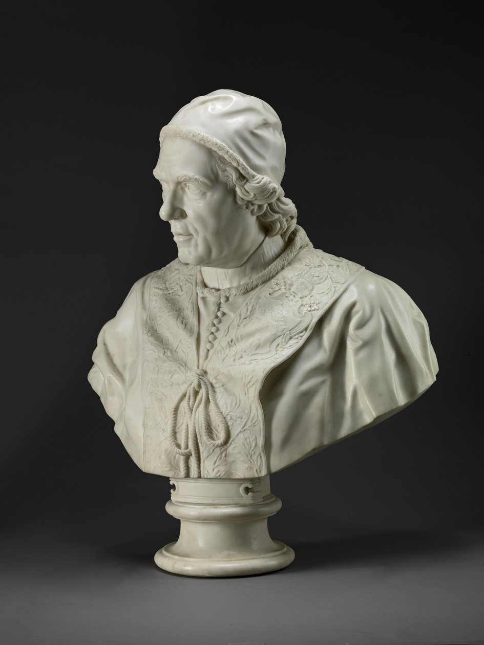 教皇クレメンス14世（1705-74）c.1772-76（大理石） 作： クリストファー（attr.to）ヒューエットソン