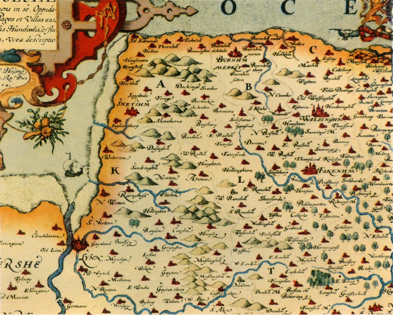 「サクストンのノーフォーク地図、1574 年」、1944 年。 作： クリストファー・サクストン
